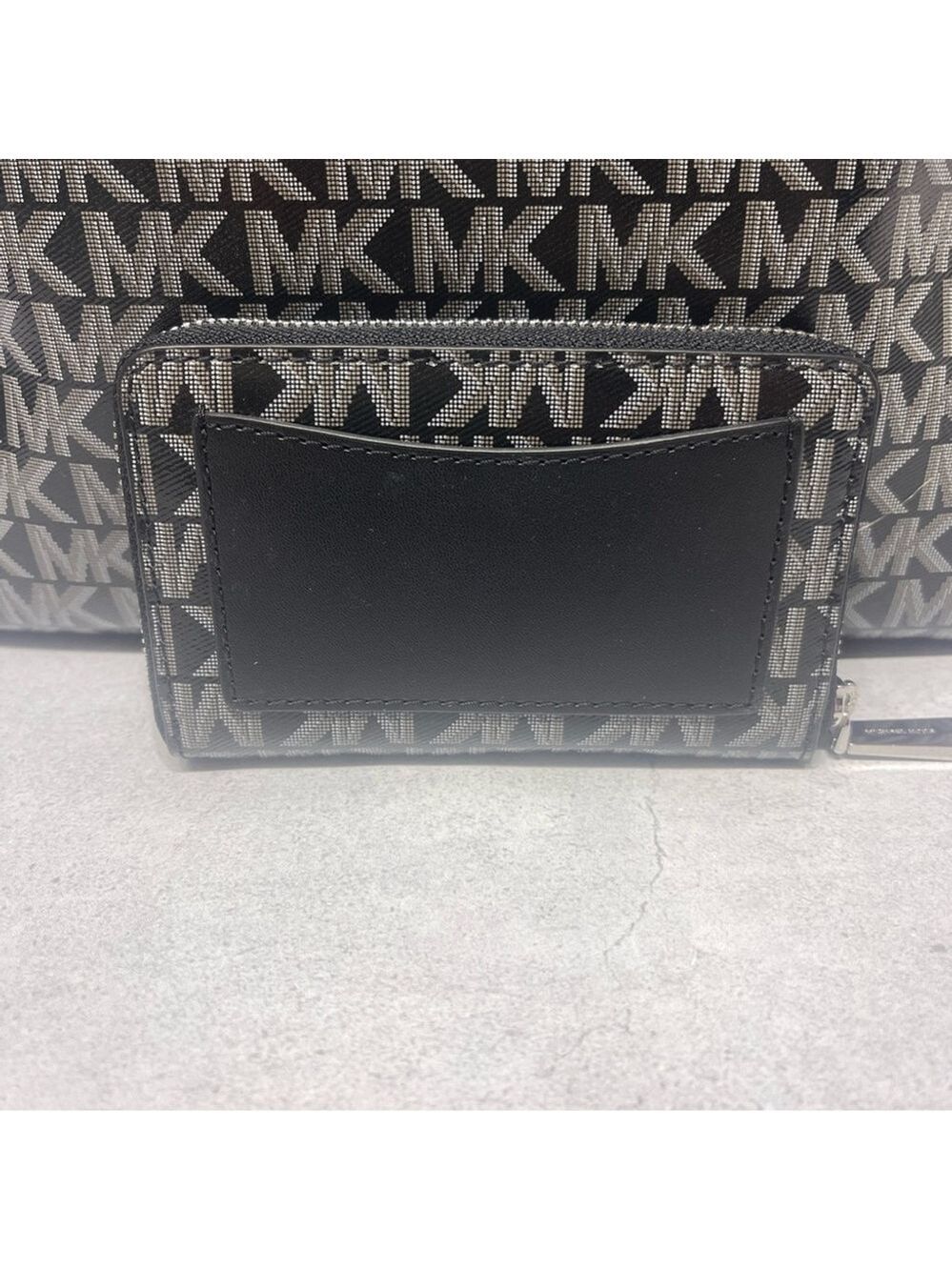 Michael Kors Eliza XL Tote + Pouch & Wallet Set MK Signature Logo Black - Picture 7 of 10